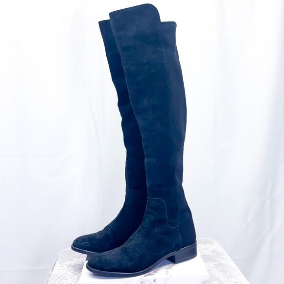 Clarks Boots Pure Caddy Suede Knee High Black 6 - Picture 1 of 8